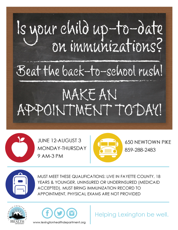 Beat the rush for school immunizations!