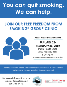 Freedom From Smoking Group Clinic @ Public Health South | Lexington | Kentucky | United States