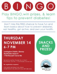 Diabetes BINGO @ Lexington Public Library Northside Branch | Lexington | Kentucky | United States