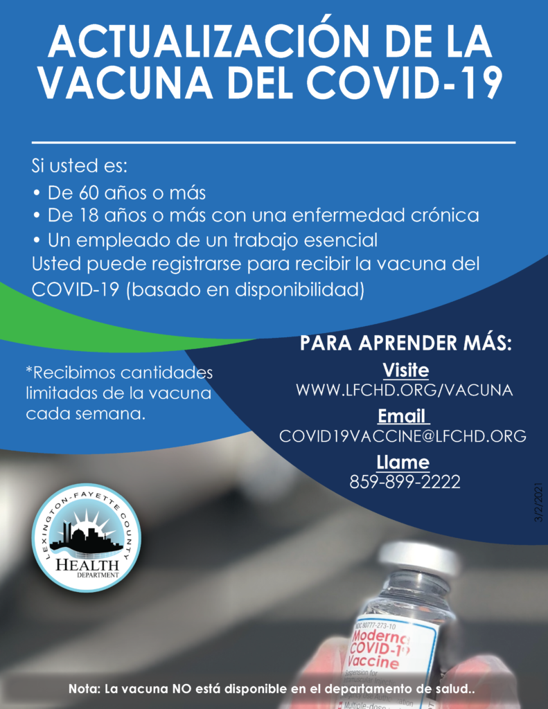 Información Para la Vacuna del COVID-19 – Lexington-Fayette County Health  Department