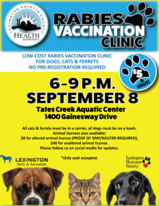 Rabies Vaccination Clinic @ Tates Creek Aquatic Center | Lexington | Kentucky | United States